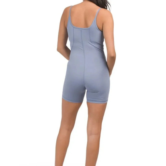 Yogalicious Illusion Ribbed Lotus Short Romper - Size M - Light Blue - NWT - Picture 2 of 13